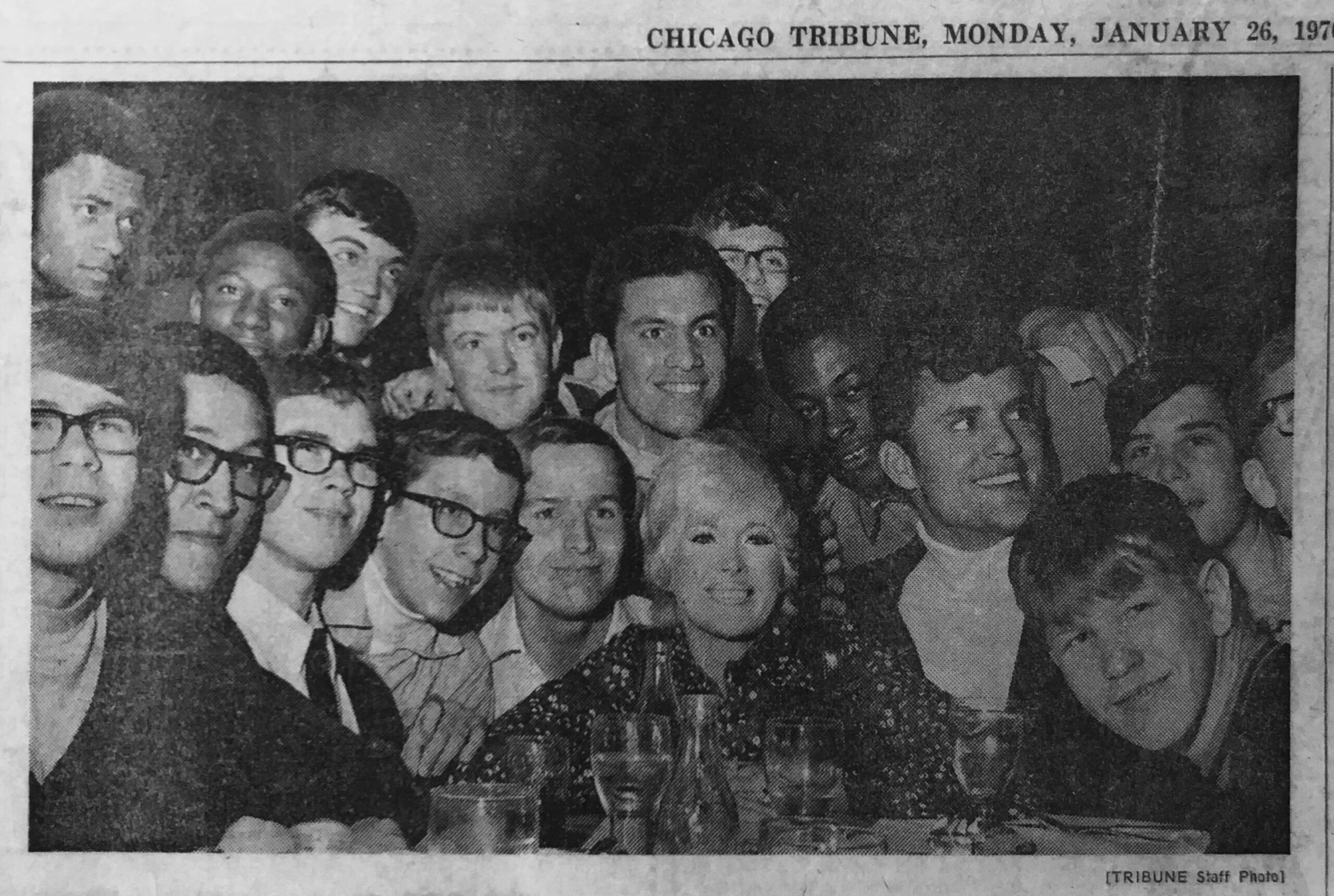 ISD boys surround entertainer Connie Stevens.